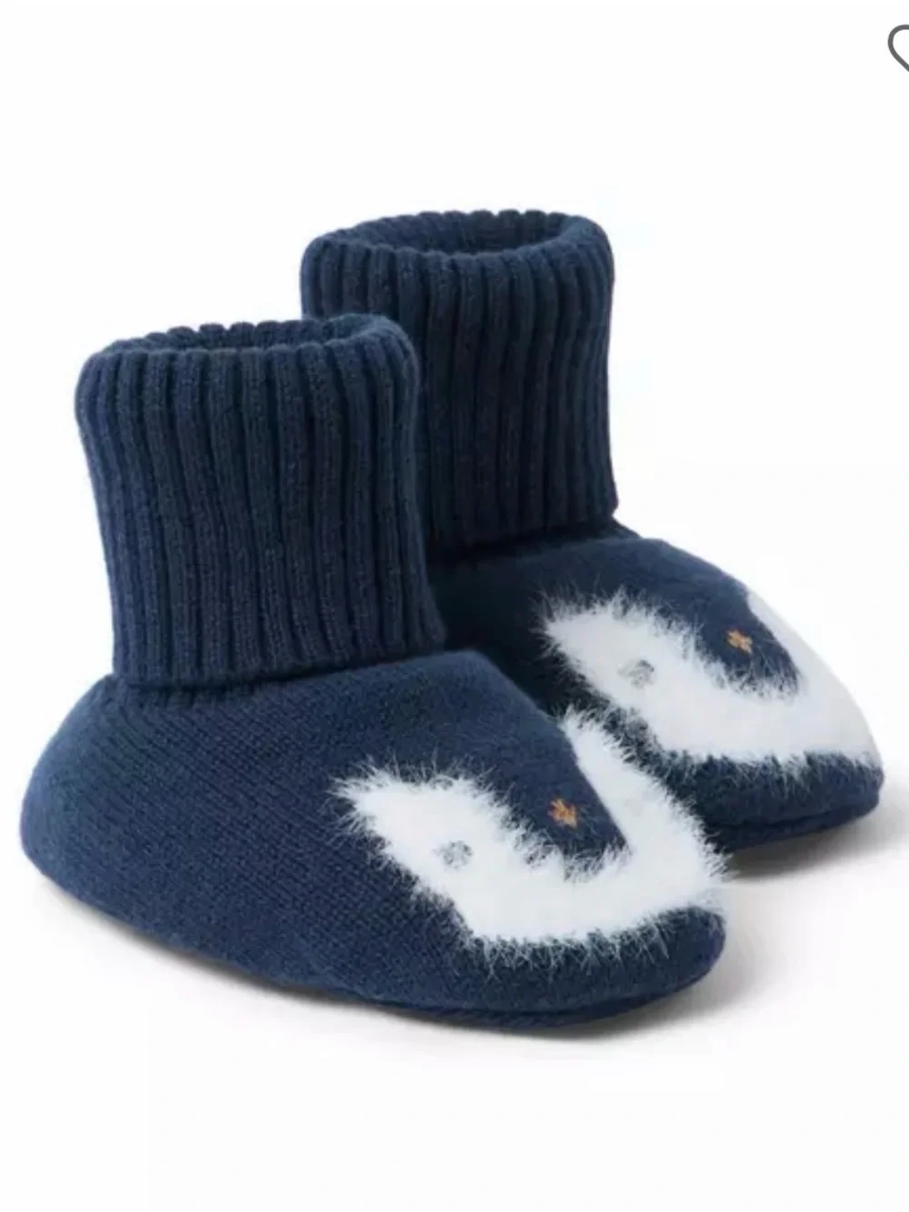 Janie and Jack Navy Blue Baby Booties with White Penguin Detail